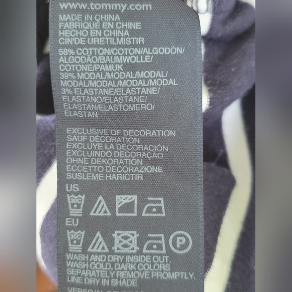 TOMMY HILFIGER Women's Cap Sleeve Cotton Striped Nautical Coastal Top Sz S Blue - Picture 7 of 9